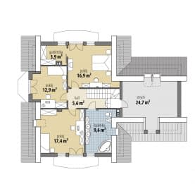 Rzut projektu Aridela II - Poddasze