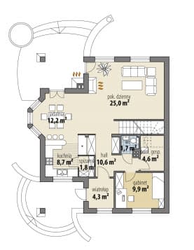 Rzut projektu Aridela III - Parter