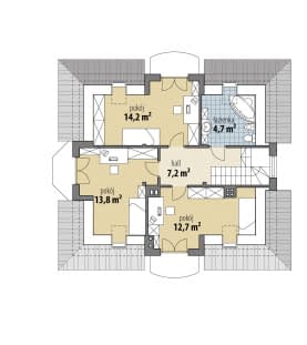 Rzut projektu Arkadia III - Poddasze