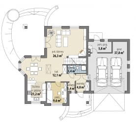 Rzut projektu Artur II - Parter