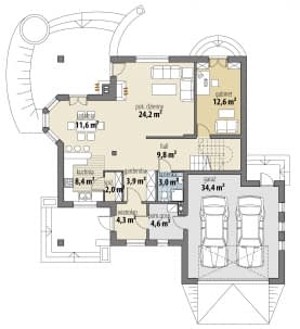 Rzut projektu Atlas II - Parter