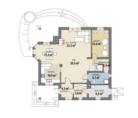 Rzut projektu Atlas III - Parter