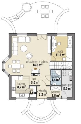Rzut projektu Atreusz Nowy III - Parter