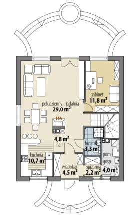Rzut projektu Aurelia III - Parter