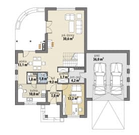 Rzut projektu Brygida II - Parter