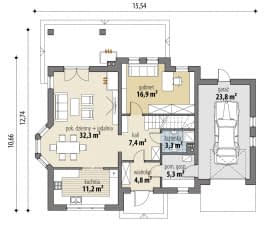 Rzut projektu Ciekawy - Parter