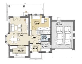 Rzut projektu Ciekawy II - Parter