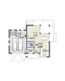 Rzut projektu Dawid V - Parter