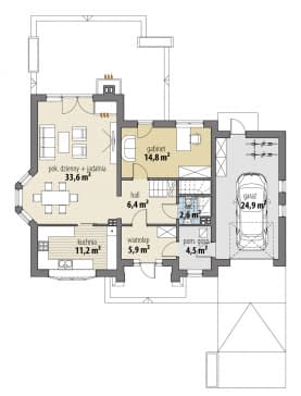 Rzut projektu Dobry - Parter