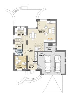 Rzut projektu Emanuela II - Parter