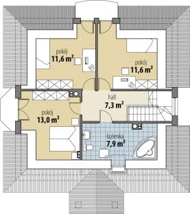 Rzut projektu Faun III - Poddasze