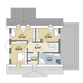 Rzut projektu Feniks I - Poddasze