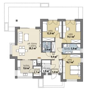 Rzut projektu Flawia - Parter