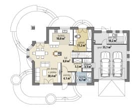 Rzut projektu Helike Nowa III - Parter