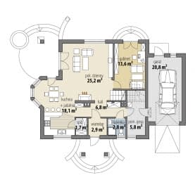 Rzut projektu Hermes - Parter