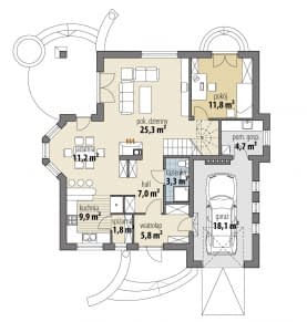 Rzut projektu Hermiona - Parter