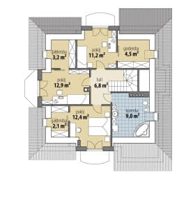 Rzut projektu Hermiona - Poddasze