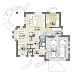 Rzut projektu Hermiona II - Parter