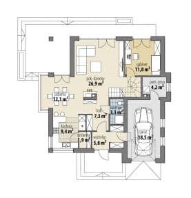 Rzut projektu Hermiona Nowa - Parter