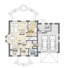 Rzut projektu Juliusz Mały II - Parter