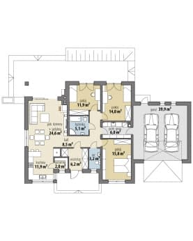 Rzut projektu Justynian III - Parter