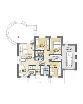 Rzut projektu Justynian Mały II - Parter