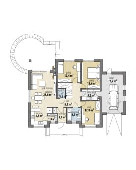 Rzut projektu Justynian Mały II z poddaszem - Parter