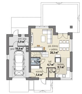 Rzut projektu Lena Mała - Parter