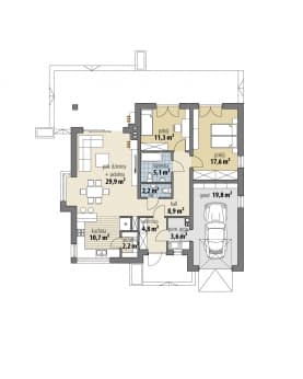 Rzut projektu Lukrecja II - Parter