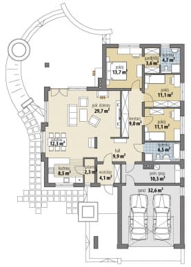 Rzut projektu Maja - Parter