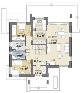 Rzut projektu Memfis - Parter