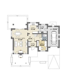 Rzut projektu Miły - Parter