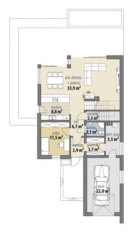 Rzut projektu Oktawian - Parter