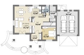 Rzut projektu Pallas II - Parter