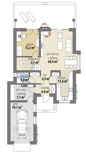 Rzut projektu Ramona - Parter