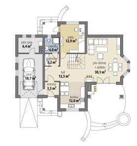 Rzut projektu Tukan - Parter
