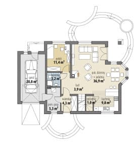 Rzut projektu Westalka - Parter