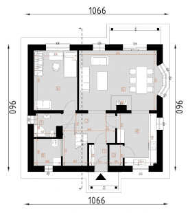 Rzut projektu D03 - WT2021 Eluńka - Parter