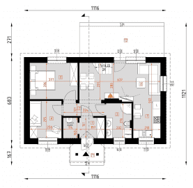 Rzut projektu D80 - Filip WT2021 - Parter