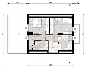 Rzut projektu D101 - Tobiasz wersja drewniana WT2021 - Poddasze