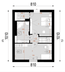Rzut projektu D76 - WT2021 - Poddasze