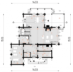 Rzut projektu D53 - dom letniskowy - Parter