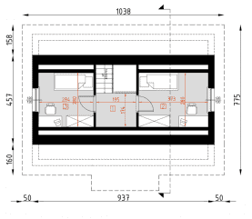 Rzut projektu D67 - Paulinka wersja drewniana WT2021 - Poddasze