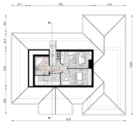 Rzut projektu D158 - WT2021 - Poddasze