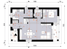 Rzut projektu D148B - Parter