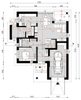 Rzut projektu D154A - Parter