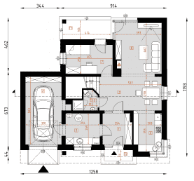 Rzut projektu D118A - WT2021 - Parter