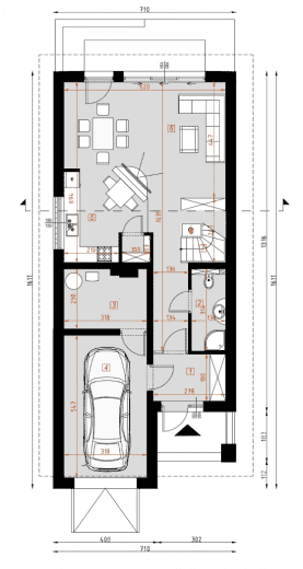 Rzut projektu D102C - WT2021 - Parter