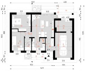 Rzut projektu D216A - Parter
