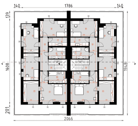 Rzut projektu D330A - Zabudowa bliźniacza WT2021 - Piętro